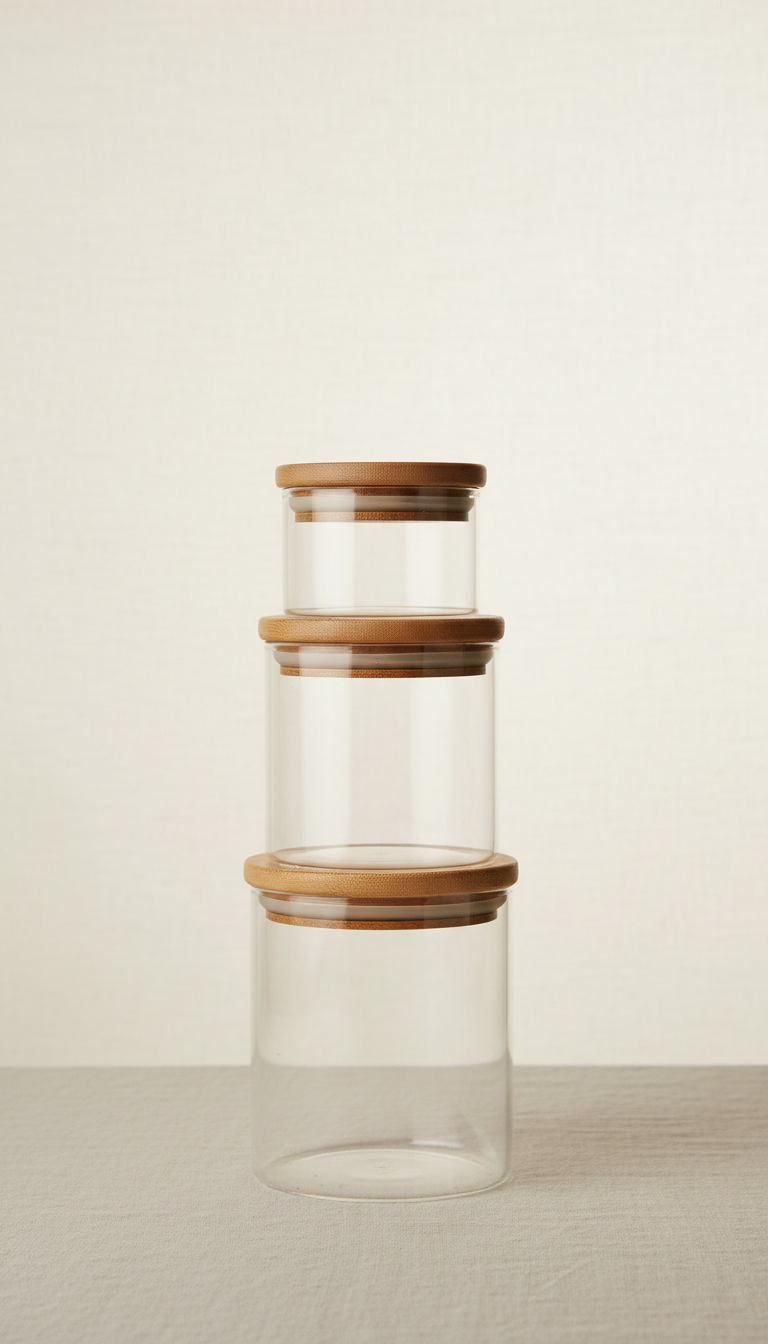Stackable Glass Storage Jars with Airtight Lids